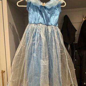 Blue Princess Dress with Sheer Overlay